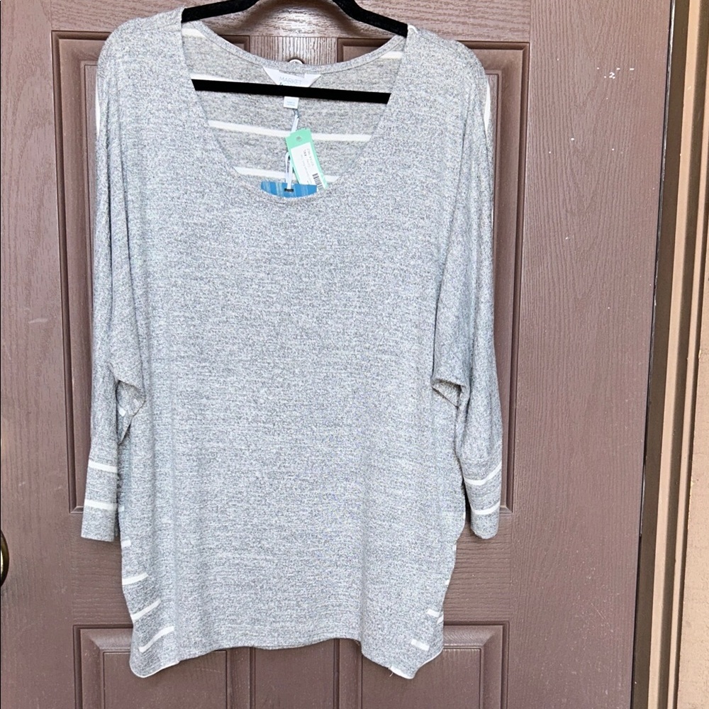 Market & Spruce Light Gray Long Sleeve Top